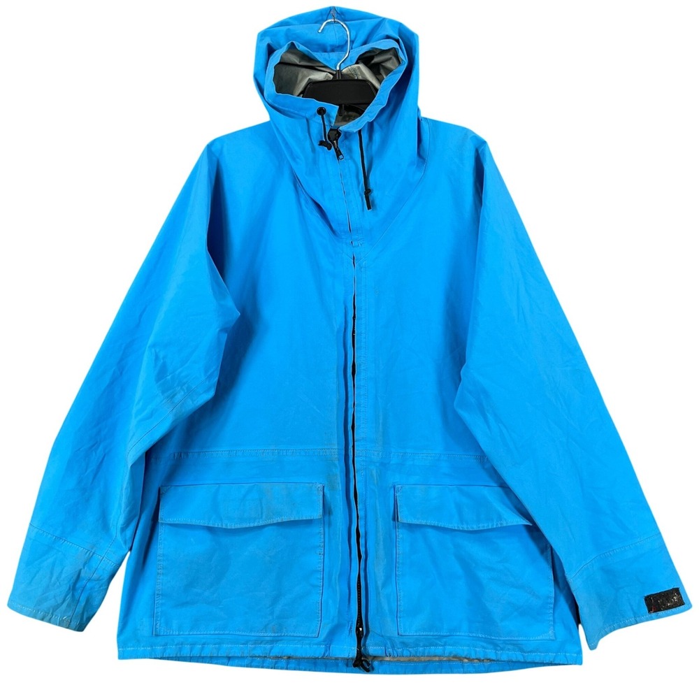 Vintage 90s Log House Designs Gore-Tex Parka Men XL Blue Hooded Outdoor Hiking